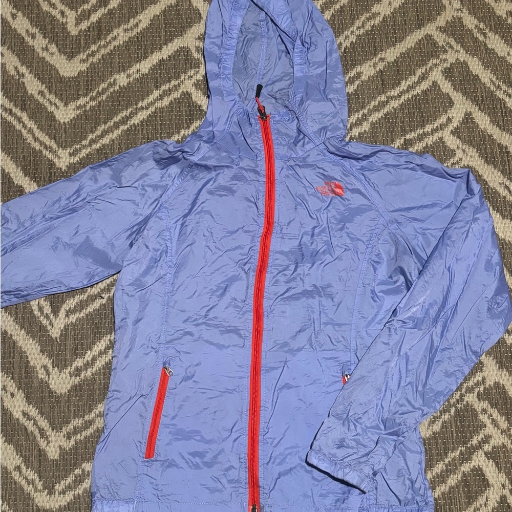 The North Face Women's Ski Jacket in Light Blue with Red Accents
